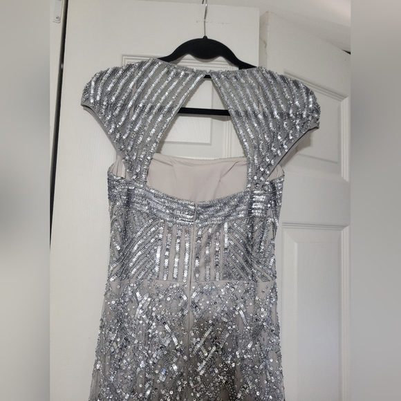 Adrianna Papell Formal Gown/Dress, Platinum Grey, sz 4 - Picture 5 of 12